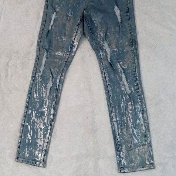 Ashley Stewart Foil and Distressed Accent 5 Pocket Denim Jeans (Size 12) NEW!!! - Picture 2 of 10